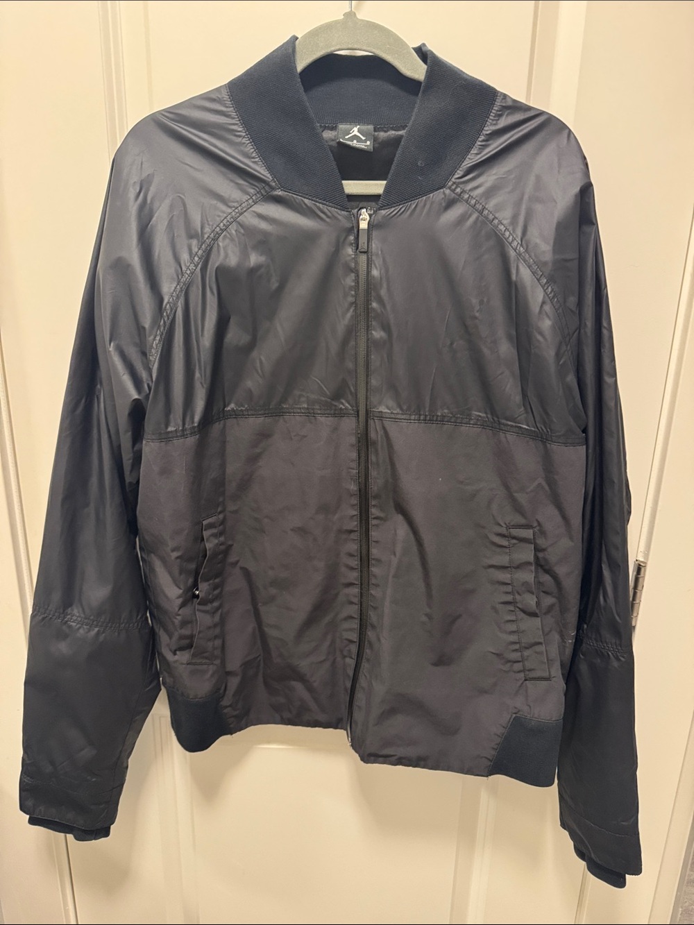 Jordan Black Zip-Up Bomber Jacket with Side Pockets Front logo